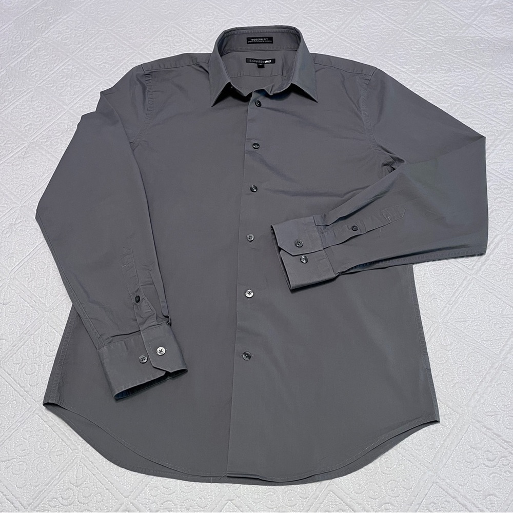 Express Men’s Charcoal Grey Dress Shirt - Size Medium